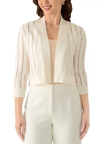 Petite Long Sleeve Sheer Striped Shrug