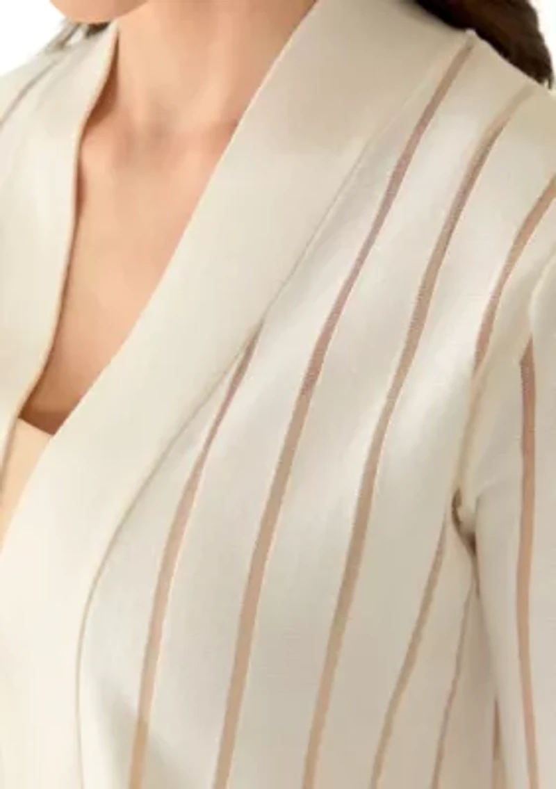 Petite Long Sleeve Sheer Striped Shrug