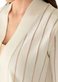 Petite Long Sleeve Sheer Striped Shrug