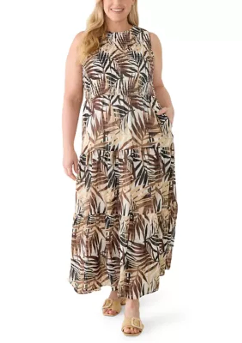 Plus Smocked Bodice Tiered Dress