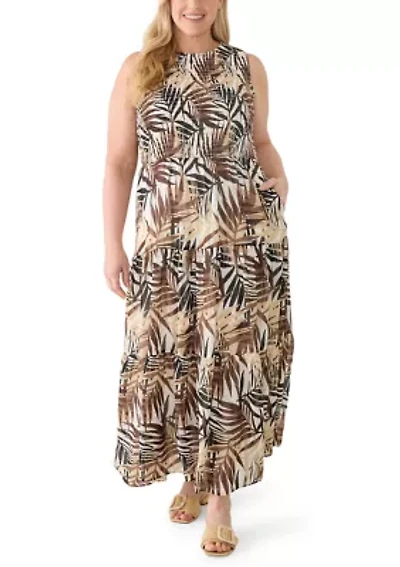 Plus Smocked Bodice Tiered Dress
