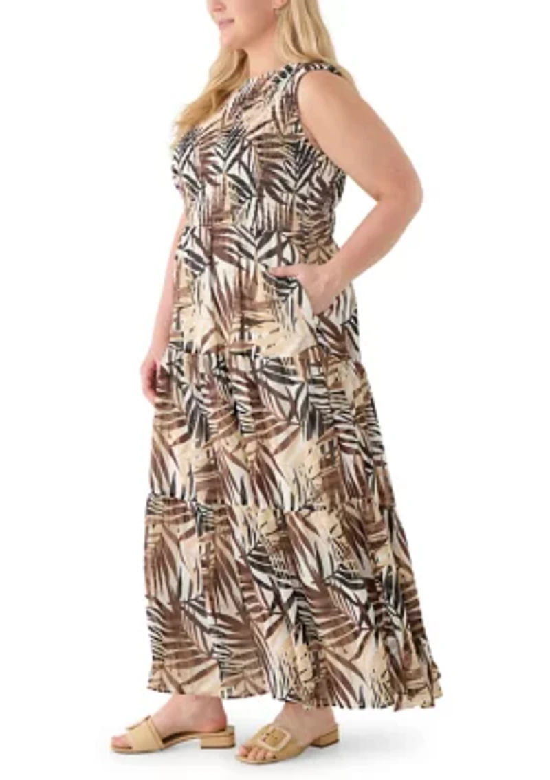 Plus Smocked Bodice Tiered Dress
