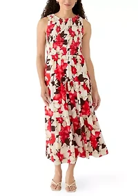Petite Sleeveless Smocked Bodice Tiered Dress