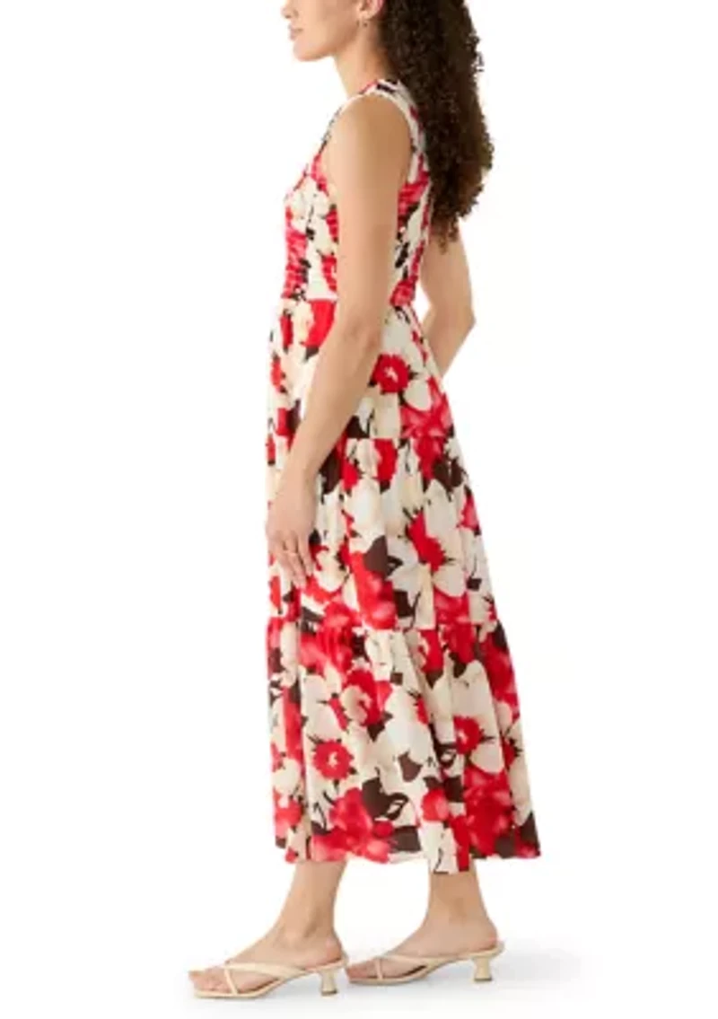 Petite Sleeveless Smocked Bodice Tiered Dress