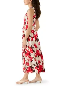 Petite Sleeveless Smocked Bodice Tiered Dress