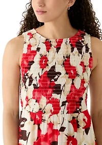 Petite Sleeveless Smocked Bodice Tiered Dress