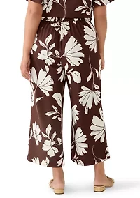 Plus Pull On Linen Blend Cropped Pants with Hardware