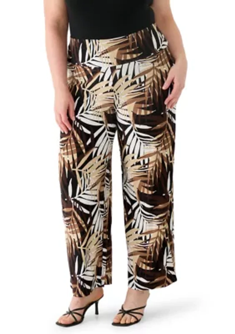 Plus High Rise Wide Leg Palazzo Pants