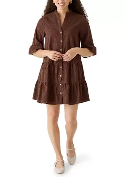 Petite Ruffle Cuff Sleeve Tiered Dress
