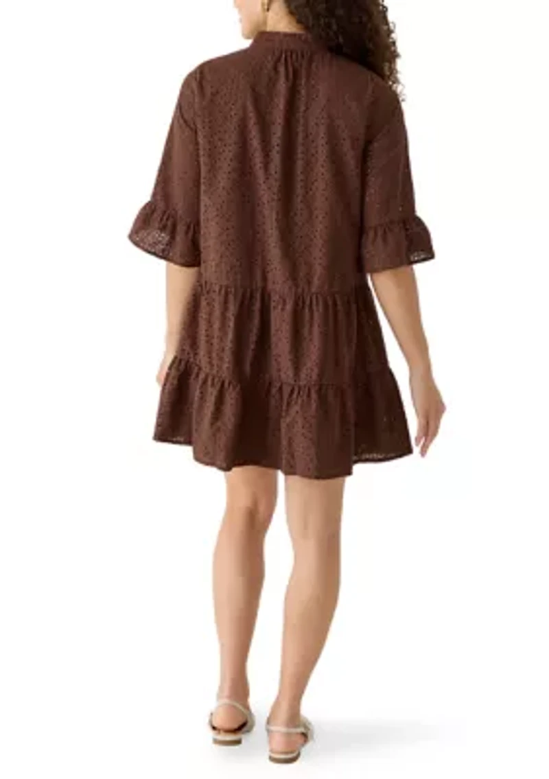 Petite Ruffle Cuff Sleeve Tiered Dress
