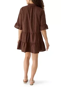 Petite Ruffle Cuff Sleeve Tiered Dress