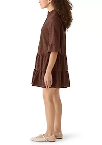 Petite Ruffle Cuff Sleeve Tiered Dress