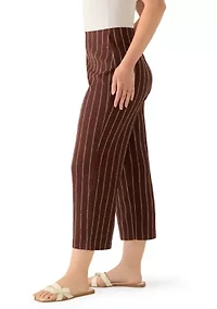 Petite Pull On Cropped Pinstriped Pants