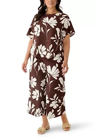 Plus Flutter Sleeve Bateau Neck Blouse