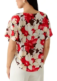 Women's Flutter Sleeve Boat Neck Blouse