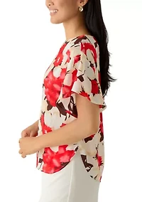 Women's Flutter Sleeve Boat Neck Blouse
