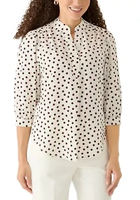 Petite Y-Front Smocked Cuff Blouse