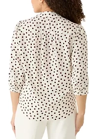 Petite Y-Front Smocked Cuff Blouse