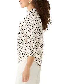 Petite Y-Front Smocked Cuff Blouse