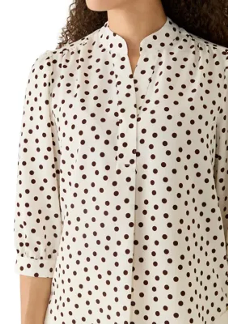Petite Y-Front Smocked Cuff Blouse