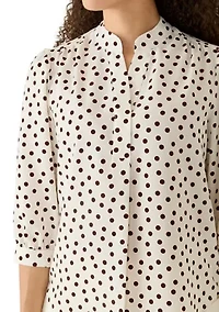 Petite Y-Front Smocked Cuff Blouse