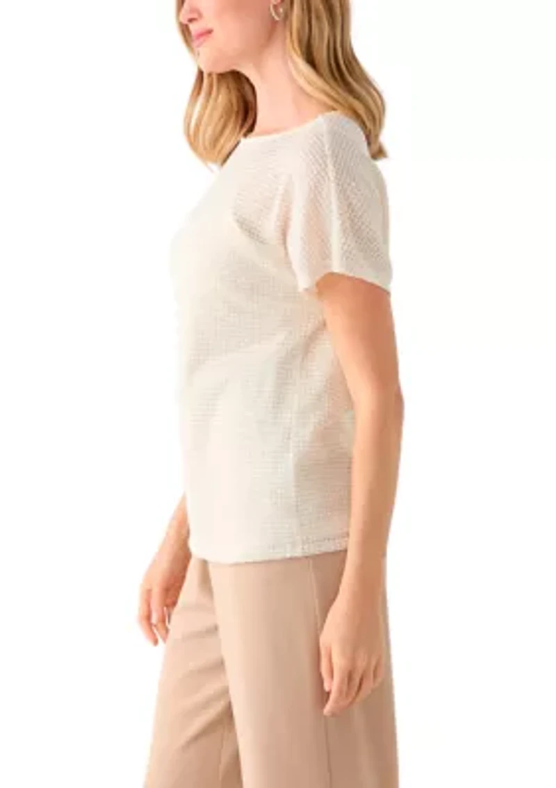 Petite Dolman Sleeve Boat Neck Blouse