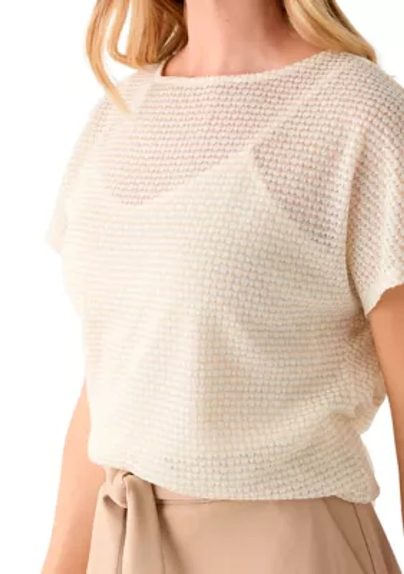 Petite Dolman Sleeve Boat Neck Blouse