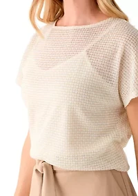 Petite Dolman Sleeve Boat Neck Blouse