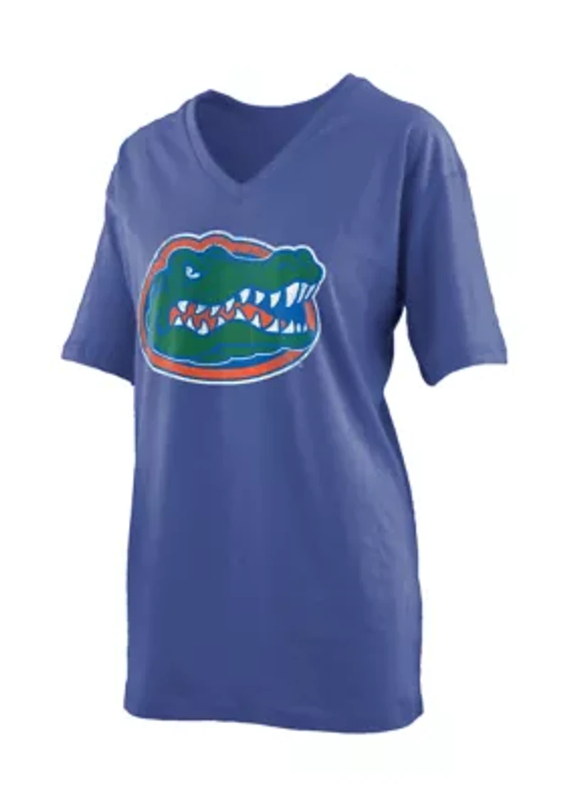 NCAA Florida Gators Distressed Logo Jersey V-Neck T-Shirt