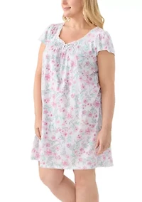 Plus Silky Knit Short Gown