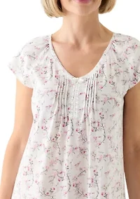 Printed Short Cap Sleeve Nightgown