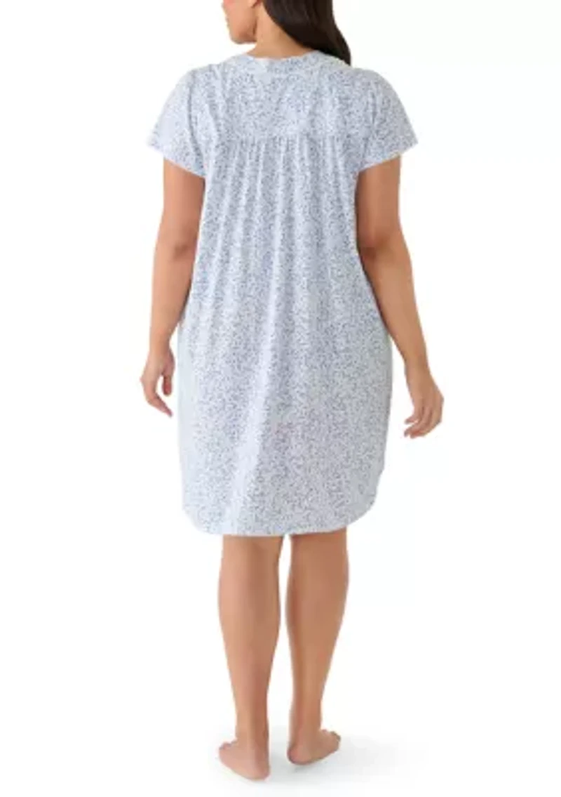 Plus Silky Knit Short Flutter Sleeve Nightgown