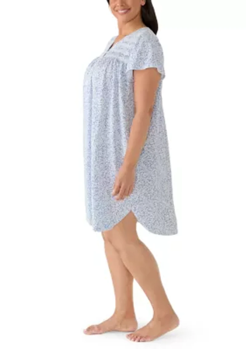 Plus Silky Knit Short Flutter Sleeve Nightgown