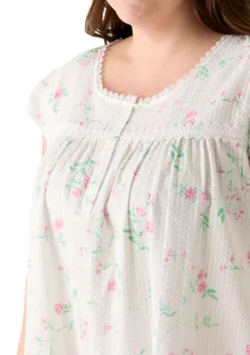 Plus Seersucker Short Nightgown