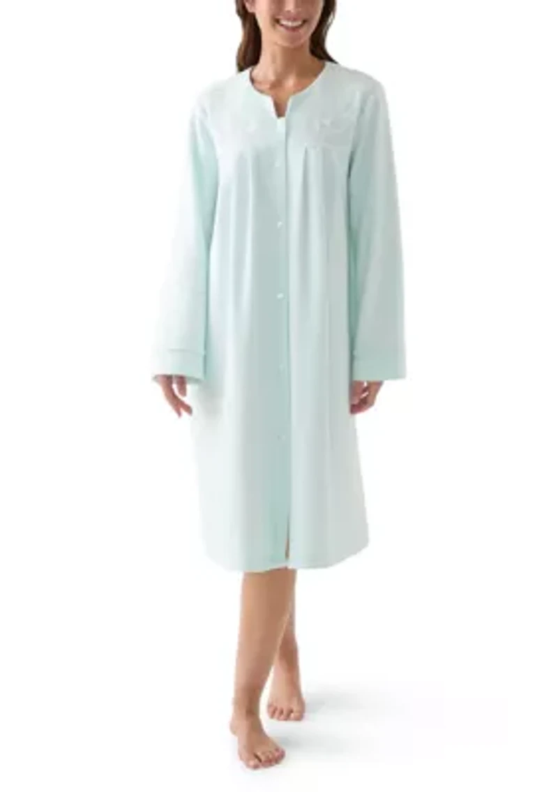Women's Short Brushed Waffle Knit Snap Robe