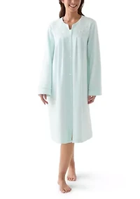 Women's Short Brushed Waffle Knit Snap Robe