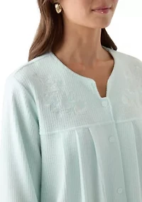 Women's Short Brushed Waffle Knit Snap Robe