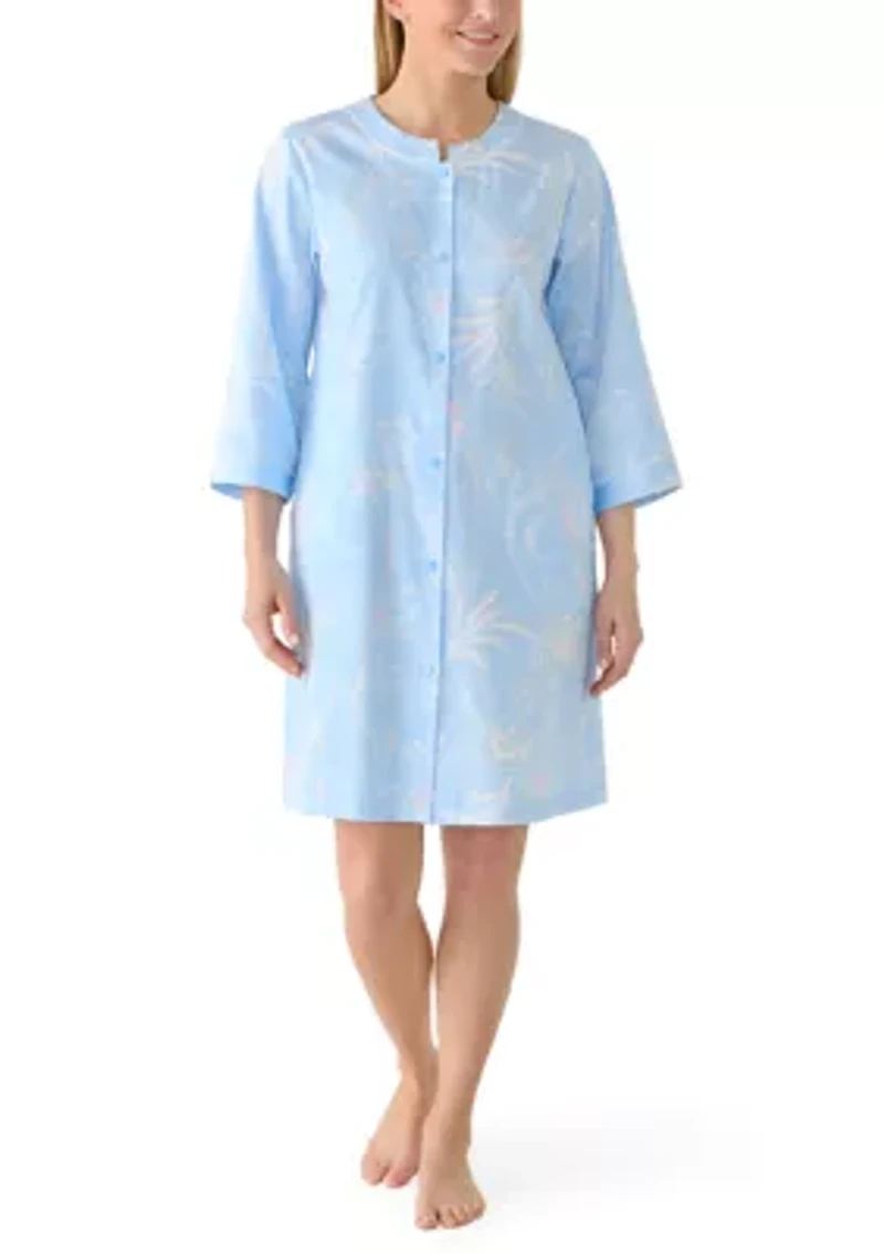 Women's Sateen Short Snap Up Sleep Dress