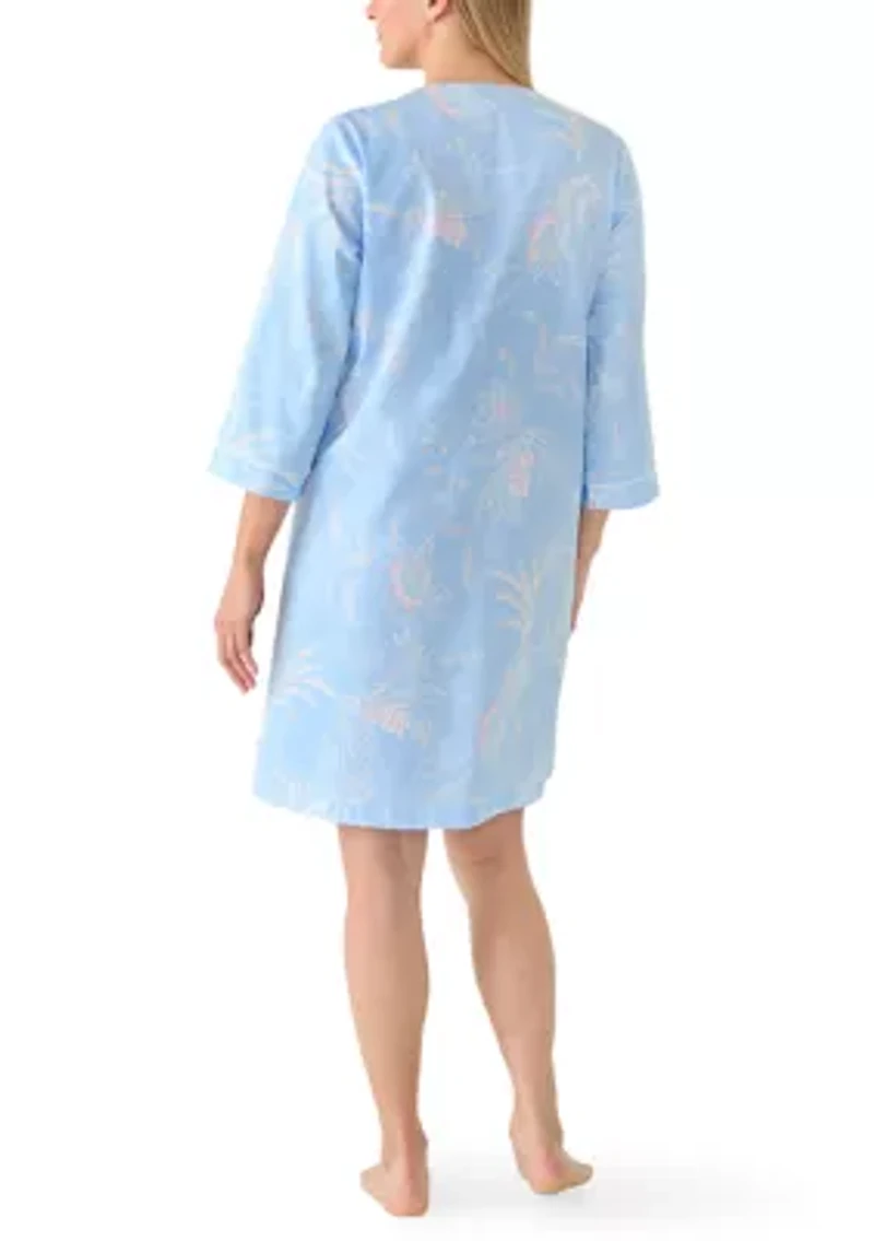 Women's Sateen Short Snap Up Sleep Dress