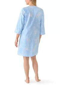 Women's Sateen Short Snap Up Sleep Dress