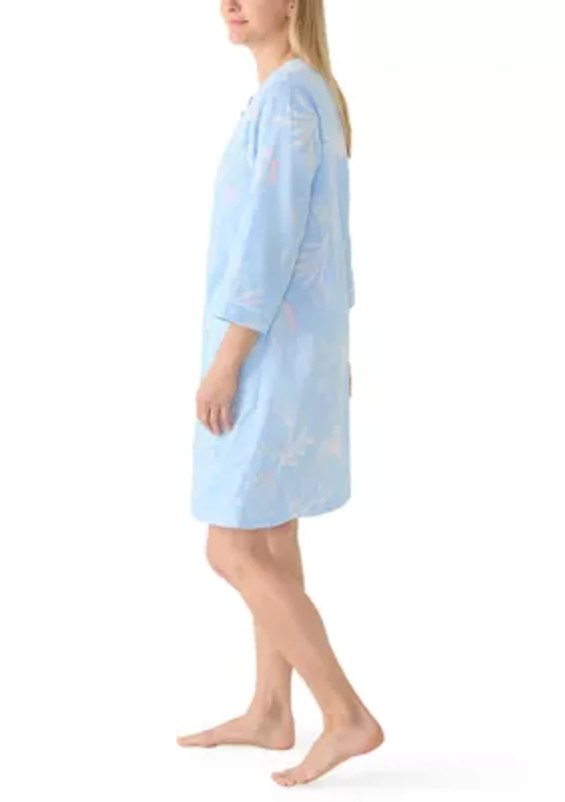 Women's Sateen Short Snap Up Sleep Dress
