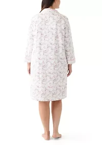 Plus Short Quilted Knit Zip Front Robe