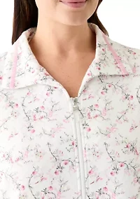 Plus Short Quilted Knit Zip Front Robe