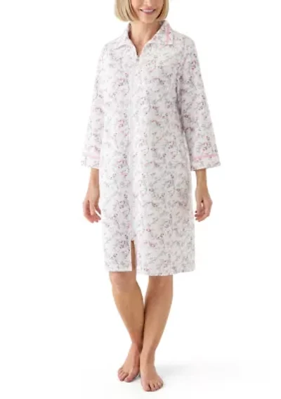 Women's Short Quilted Knit Zip Robe