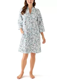 Short Quilted Knit Zip Robe