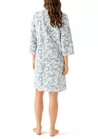 Short Quilted Knit Zip Robe
