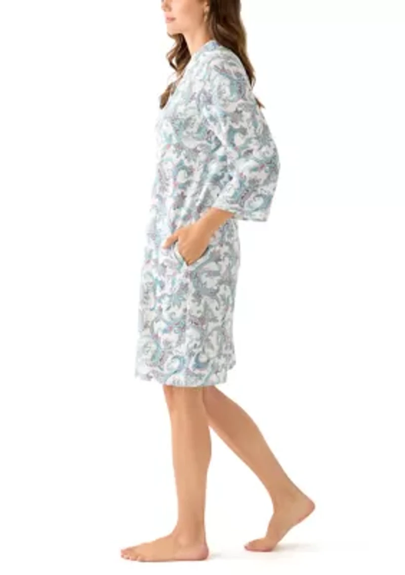 Short Quilted Knit Zip Robe