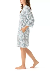 Short Quilted Knit Zip Robe