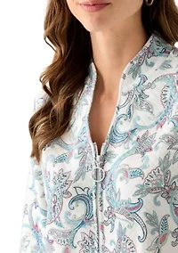 Short Quilted Knit Zip Robe
