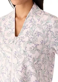 Women's Short French Terry Zip Up Robe